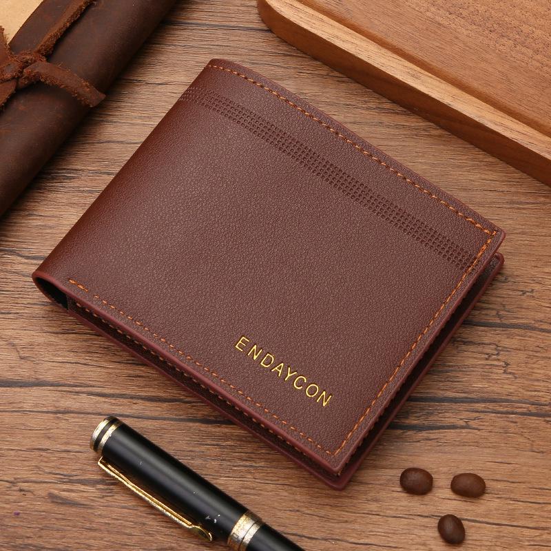 

ENDAYCON мужской кожаный кошелек в деловом стиле коричневый