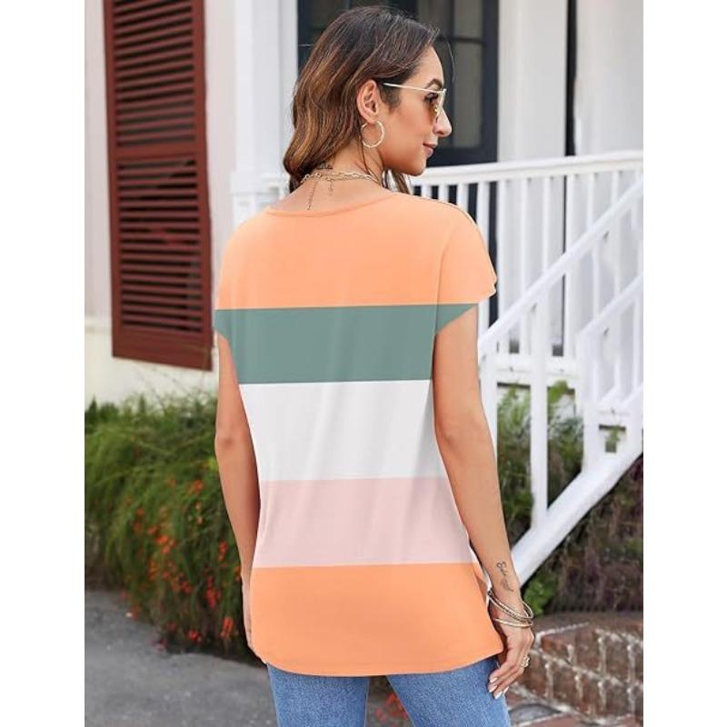 YYFS Dámská móda Ležérní Léto Jaro Jednobarevný potisk Halenky a košile s krátkým rukávem a výstřihem do V