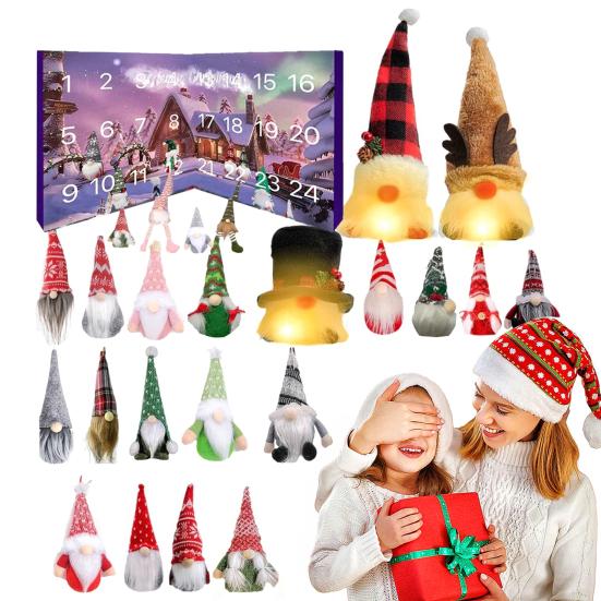 Gnome Advent Calendars 2025 24 Days Christmas Countdown Calendar with 24 Collectible Figures Light-Up Gnome Ornaments for Home Decor