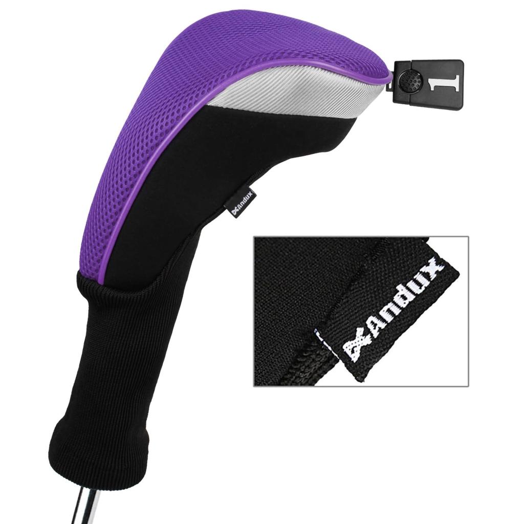 Andux Golf Club Head Cover Golf Wood Driver Head Cover Set of 4 Compatible with 460cc MTMG30 (Purple)
