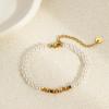 Elegant Baroque Faux Pearl Stainless Steel Layered Bracelet Earrings Set