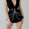 Waist Belt Chain Dancers Costume Belt for Wrap Dress Multilayer Chain Belt for Suit Skirt Jeans Body Jewelry  Black