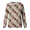 Women's Fashionable Casual Long-sleeved Retro Christmas Snowman Print Round Neck Top