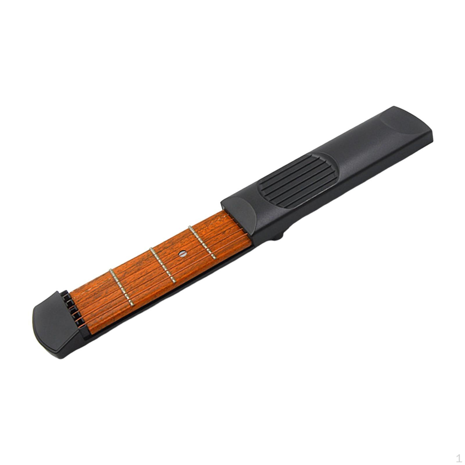 

Карманная акустическая гитара с 6-струнной накладкой на гриф, инструмент для практики, портативный, простой в использовании, 6 Fret Sapele Black