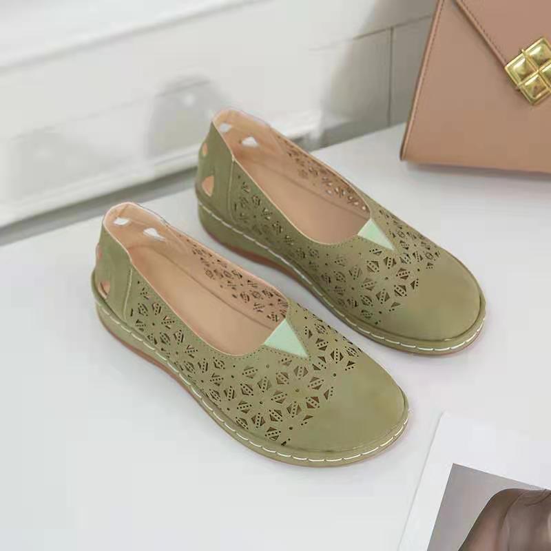 

Новые повседневные туфли с полыми отверстиями на плоской подошве, женские туфли в стиле ретро с круглым носком, туфли на удачу, одинарные туфли для ленивых 43