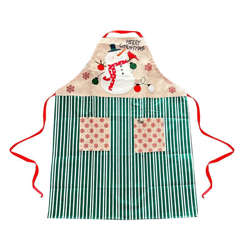 Christmas Burlap Cartoon Santa Apron - Festive Kitchen & Restaurant Decoration