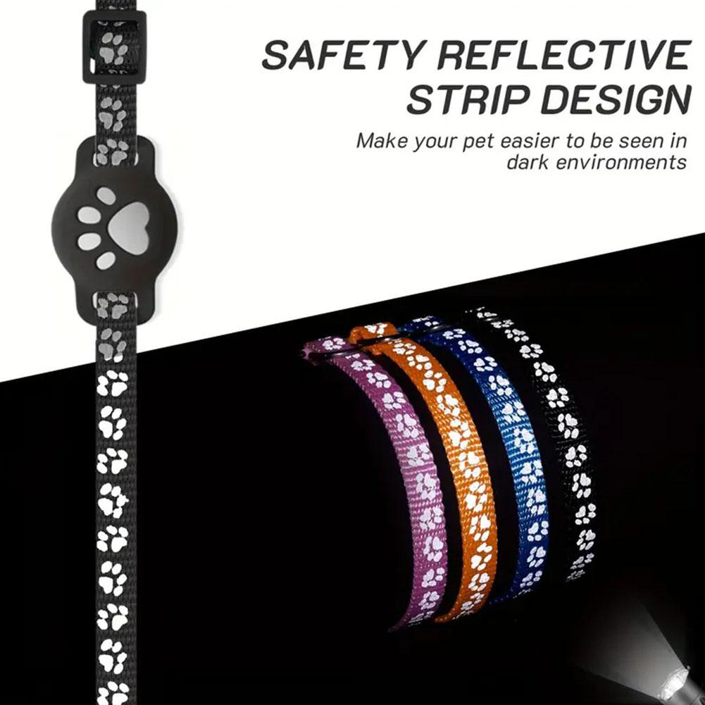 Cat Locator Collar Lightweight Adjustable Real Time GPS Tracking Outside Reflective Strips For Night Safety Enhance Pet Safety