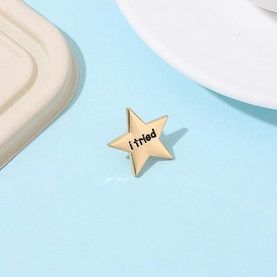 Mini Star & Letter Brooch: "I Tried" Alloy Badge