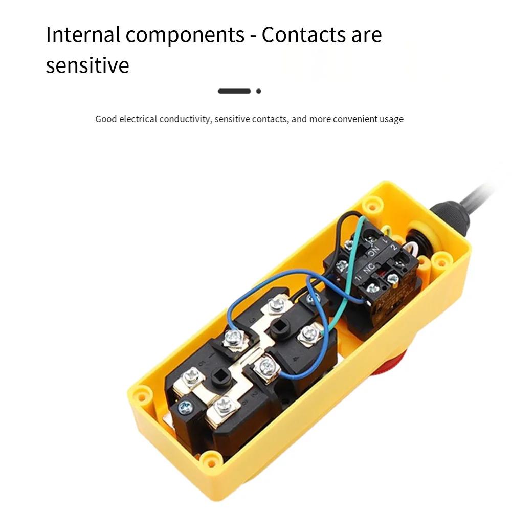 1pc 220V Electric Hoist Switch IP54 Lifting Button Box Exigent Stop Button Switch For Electrical Equipment