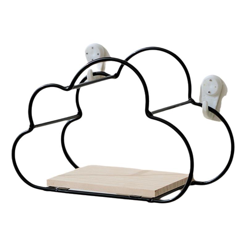 

Nordic Style Home Wall Decoration Cloud Shape Shelf Creative Iron Wall Shelf Wooden Clapboard Children Room Decor Display Stand S