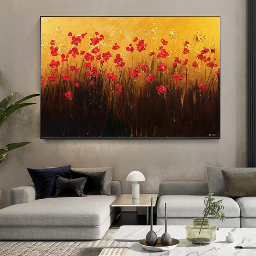 Nordic Kunst Baum Blumen Landschaft Leinwand Kunst Poster und Drucke Abstrakte Ölgemälde Wand Bilder für Wohnzimmer Wohnkultur
