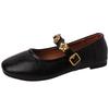 One Word with Mary Jane Shoes Women's Fashion Versatile Retro Shallow Mouth Summer 2025 New Square Head Ballet Shoes