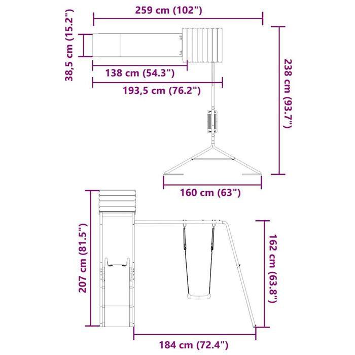 VidaXL Outdoor Playground Impregnated Pine Wood, Play Set, Wooden Play Set, Playground Set 3155821