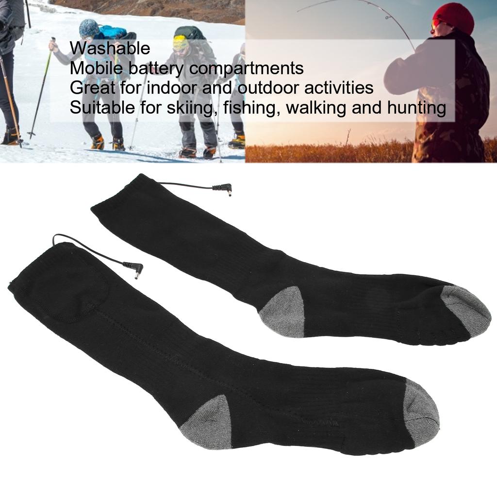 Electric Heated Socks Thicken Cotton Washable OneSide Heating Winter Thermal Socks Black