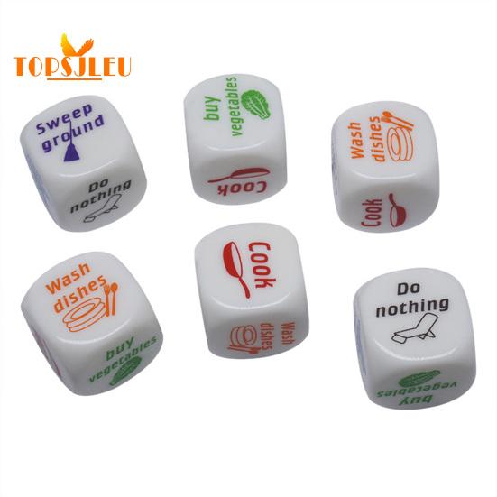 25MM Housework Dice - Fun Chore Assignment Game, Six-sided Patterned Rounded Corner, Cute Family Housework Dice