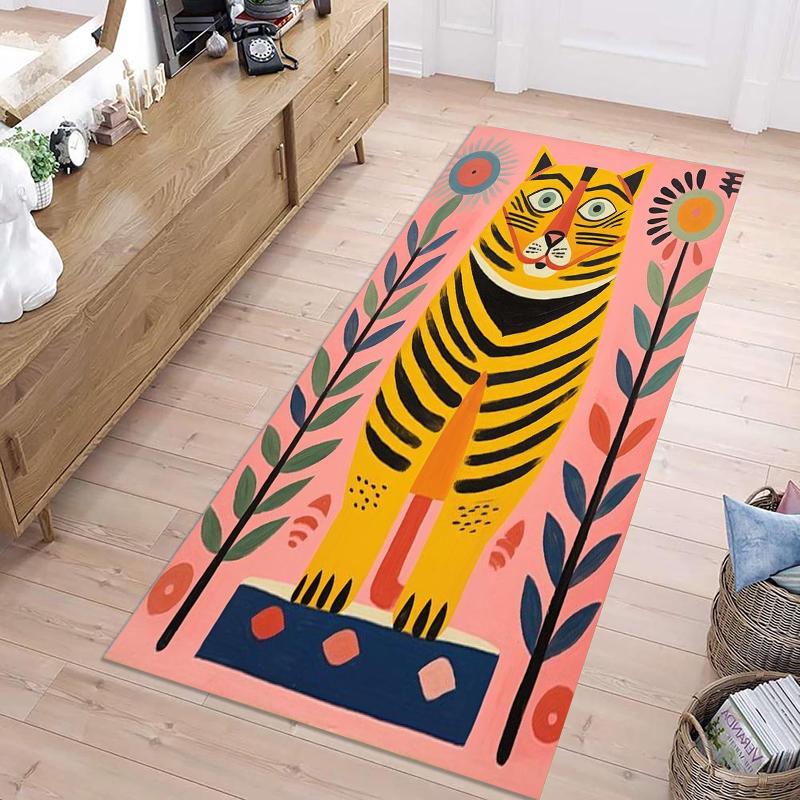 2D Printing Hand Drawn Cute Tiger Pattern Carpet No Holiday Decoration Non Slip Door Pads Suitable for Home Use Living Room Rug