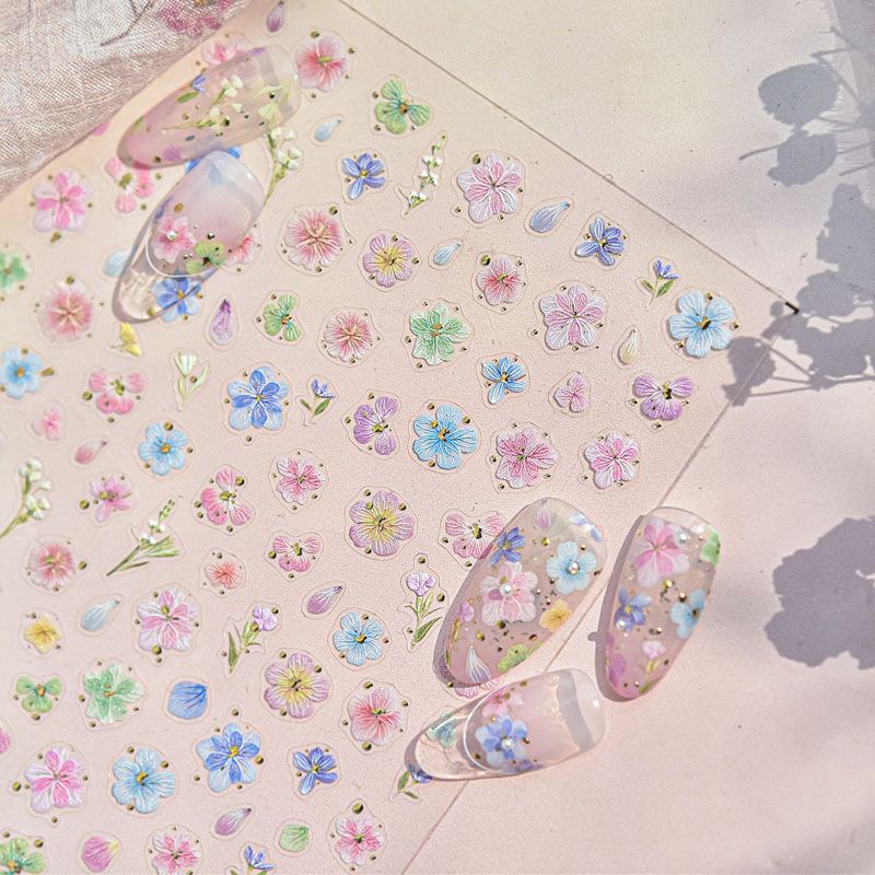 

Pink Adjustable Dried Flower Nail Sticker Relief 5D New Arrival Internet Celebrity Ins Three-Dimensional Japanese Style Nail Sticker Decorations Powder Dried 5026((Relief))