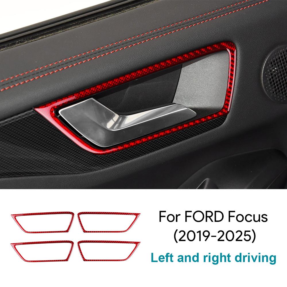 For Ford Focus/Focus ST 2019 2020 2021 2022 2023 2024 2025 Real Soft Carbon Fiber Sticker LHD Car Interior Door Inner Bowl Frame
