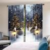 Christmas Snow Scene Printed Pole Bag Curtains Bedroom Living Room Decoration Home Curtain Set Of 2 Made Polyester Washable Ready