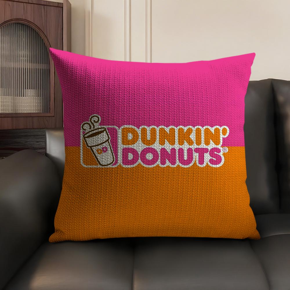 Food Dunkin' Donuts Cushion Cover Summer Breathable Linen Organic Fabric Double-Sided Printing Sofa Pillow Case Home Decor