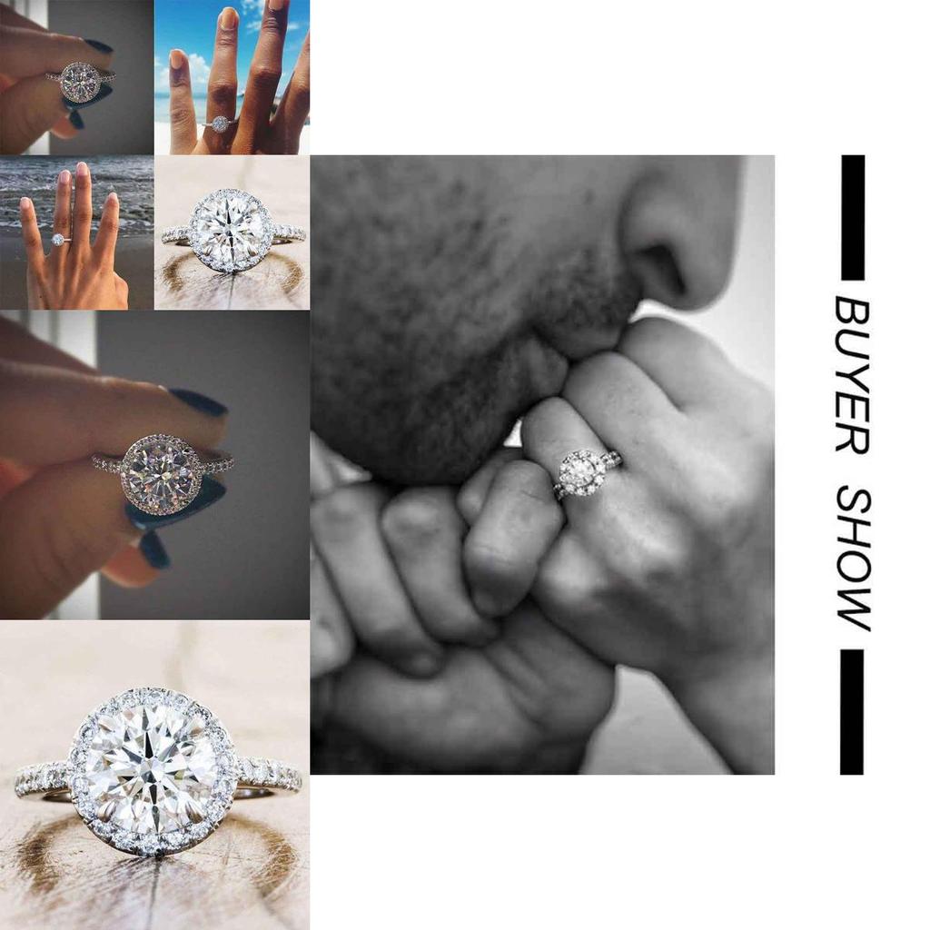 Full Rhinestone Dazzling White Luxury Ring With Silver Plated Micro-embellishments