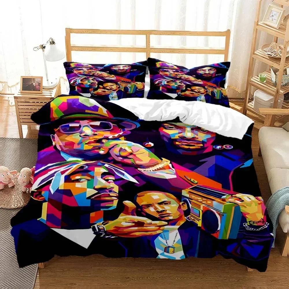 Hip Hop Rapper Bedding Set Printed With Pillowcase Duvet Cover Soft Queen King Size Bedclothes Home Personal Style