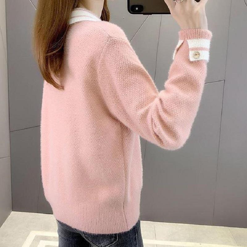 Autumn Women's Long Sleeve Bottom Knitted Sweater Doll Neck Sweater Elegant Sweet Top