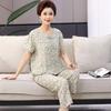 Pigiama Primavera Estate Maniche Corte Pantaloni Lunghi Cotone Tuta Homewear Taglia Plus Extra Large
