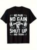 Men'S No Pain No Gain Shut Up and Train Motivational Gym T-Shirt | 100% Regular Fit Short Sleeve Workout Tee with Distressed Print & Barbell Graphic