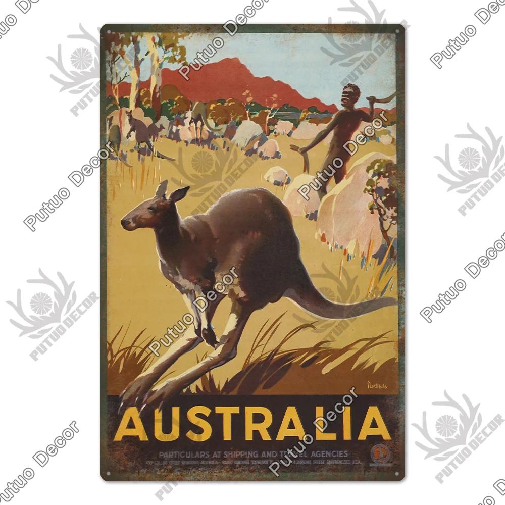 Putuo Decor Australia Metal Sign Plaque Metal Vintage Poster Tin Sign Decoration for Bar Club House Living Room Wall Home Decor