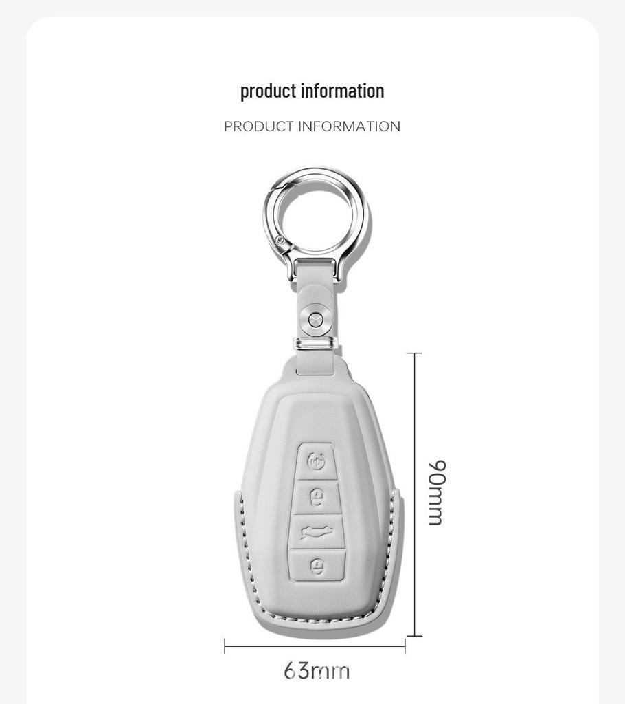 Premium Cowhide Key Cover for Geely Panda - Unisex Interior Accessory