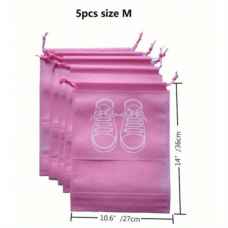 5Pcs Portable Travel Shoe Bags, Shoe Organizers Storage Bags, Large Drawstring Shoes Pouch Packing Organizers with Rope
