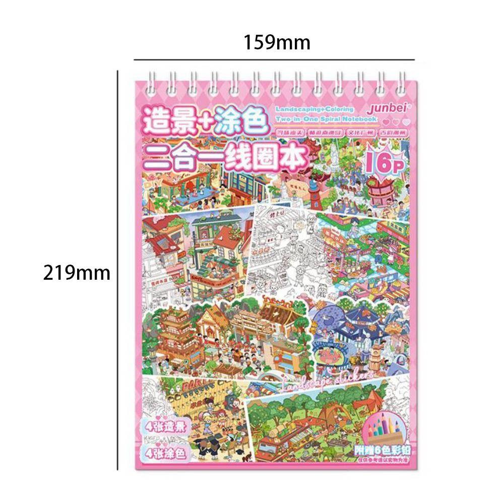 Stress Relief Miniature Scene Stickers Cartoon Graffiti Painting Book  for Children Kids