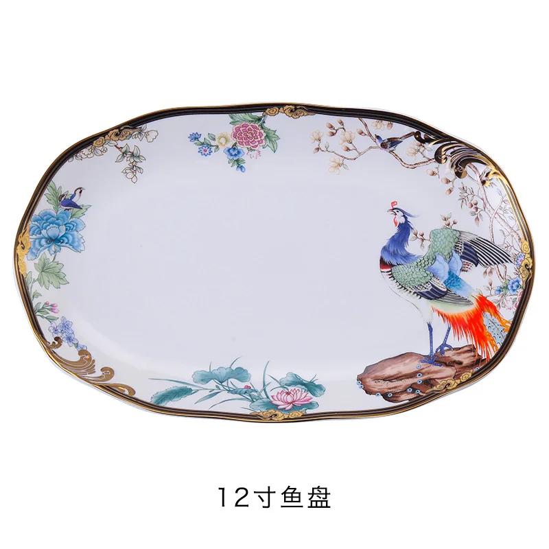 High-end Exquisite Bone China Dinner Plate Gilded Animal Pattern Cooking Dishes Dessert Salad Plate Hotel Kitchen Tableware New