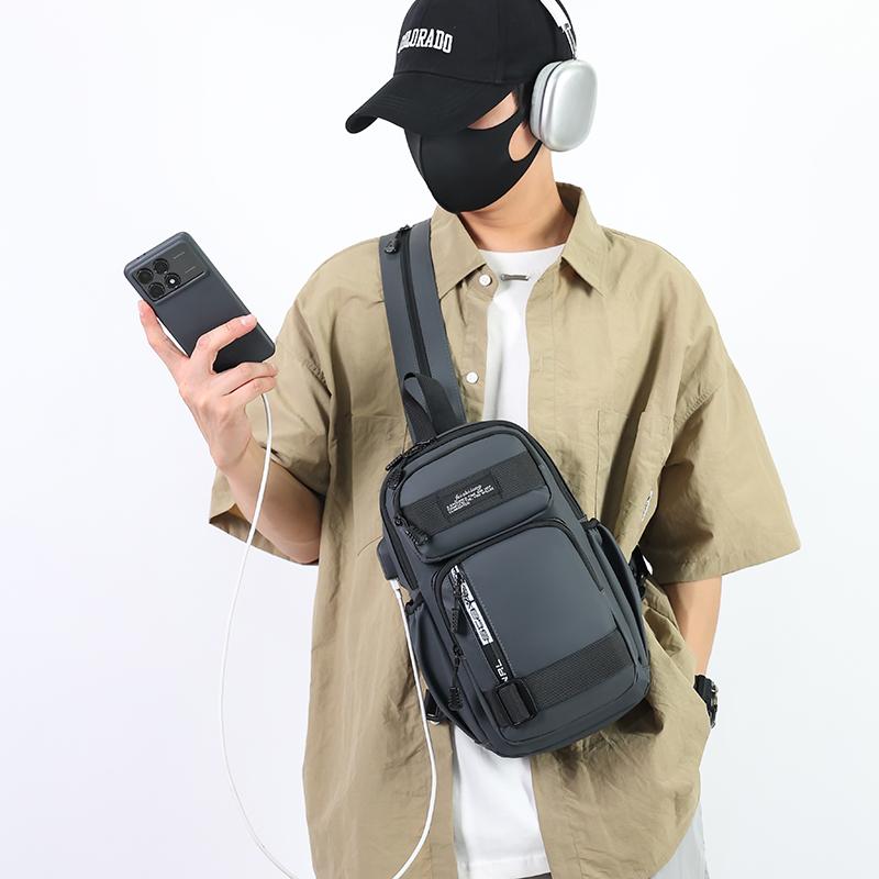 Men Business Shoulder Bag Travel Water-Repellent Chest Bag Multi-Back Bag