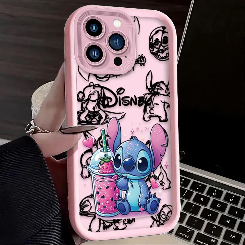 

Disney Stitch Полуничний Милий Чохол для Телефону Для iPhone 16 15 14 13 12 11 Pro Max X XS Max XR 12 13 Mini 8Plus Ударостійкий М який Чохол For iPhone X XS