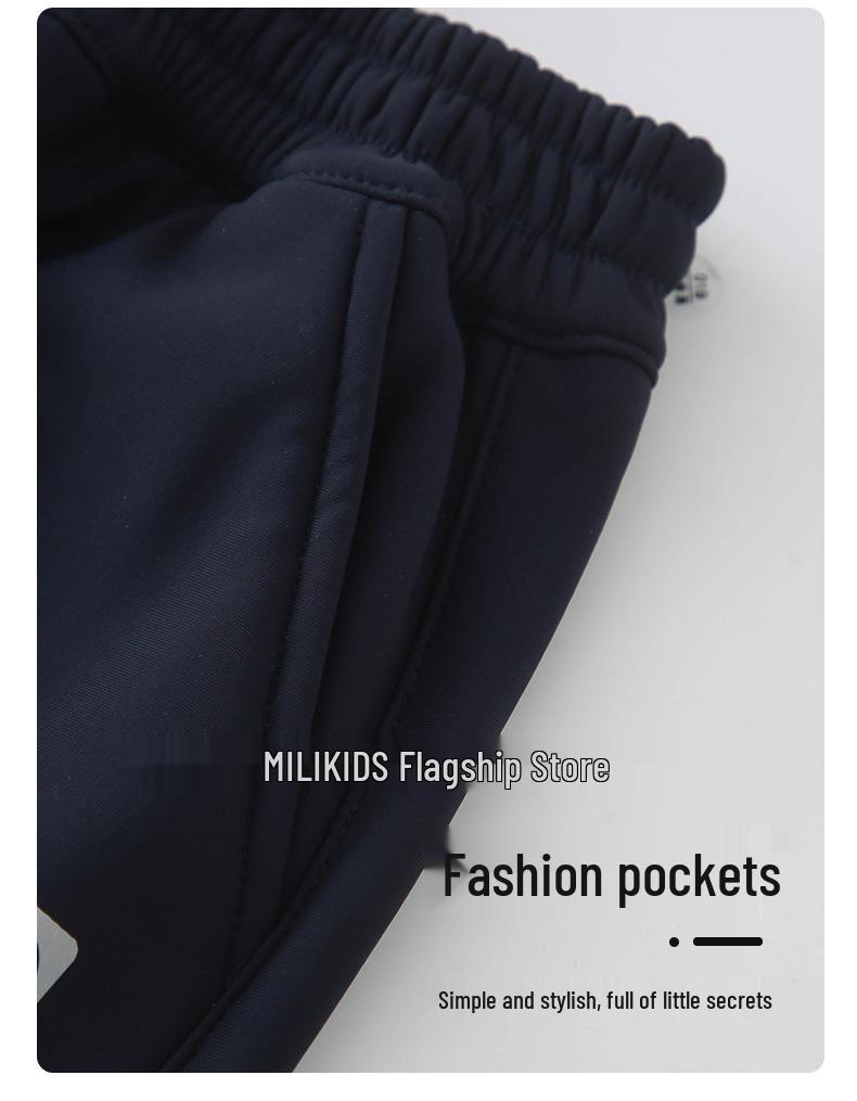 Dziecięce wiatroodporne spodnie dresowe z polaru - Jesienno-zimowa odzież sportowa dla chłopców i dziewcząt