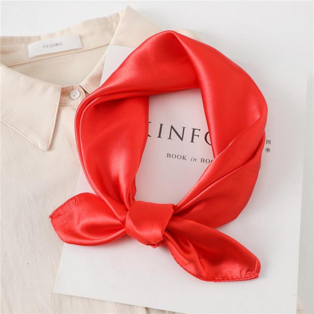 60cm Einfarbiger Halstuch Hijab Schal für Frauen Weiches Satin Stirnband Haarschals Damen Quadratische Schals Kopftücher für Damen