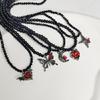 Fashionable Necklace Adornment With Black Crystal Beads Highlighting Heart And Butterfly Symbols For Modern Women