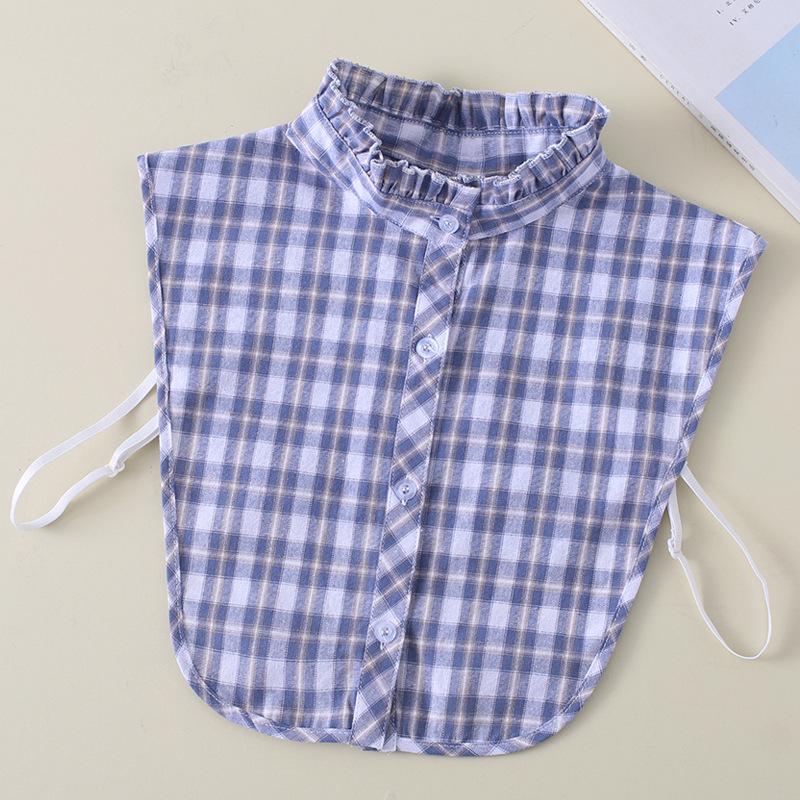 

Круглый вырез, грибковая кромка, синий воротник, поддельный воротник, детский воротник с острыми краями, клетчатый воротник-стойка, хлопок, студент, B547