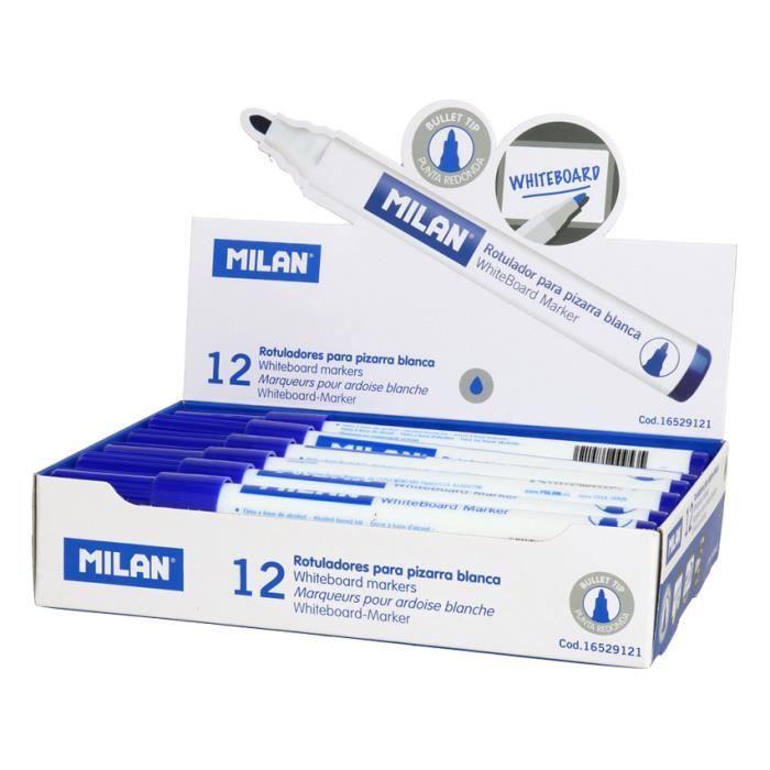 Marqueur pour tableau blanc - MILAN - 15 x 1,5 cm - Bleu - 12 pcs - Pointe ronde