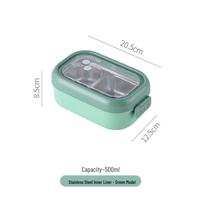 Microwavable Japanese-Style Wheat Straw Lunch Box Set with Compartments for Students and Office Workers