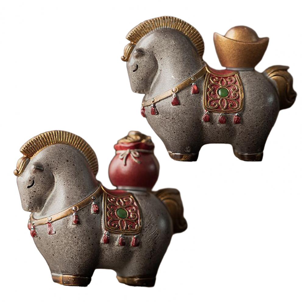 Money Horse Tea Pet With Thermal Color Change Resin Tea Table Ornament With Wealth Blessing Traditional Chinese Desk Decor