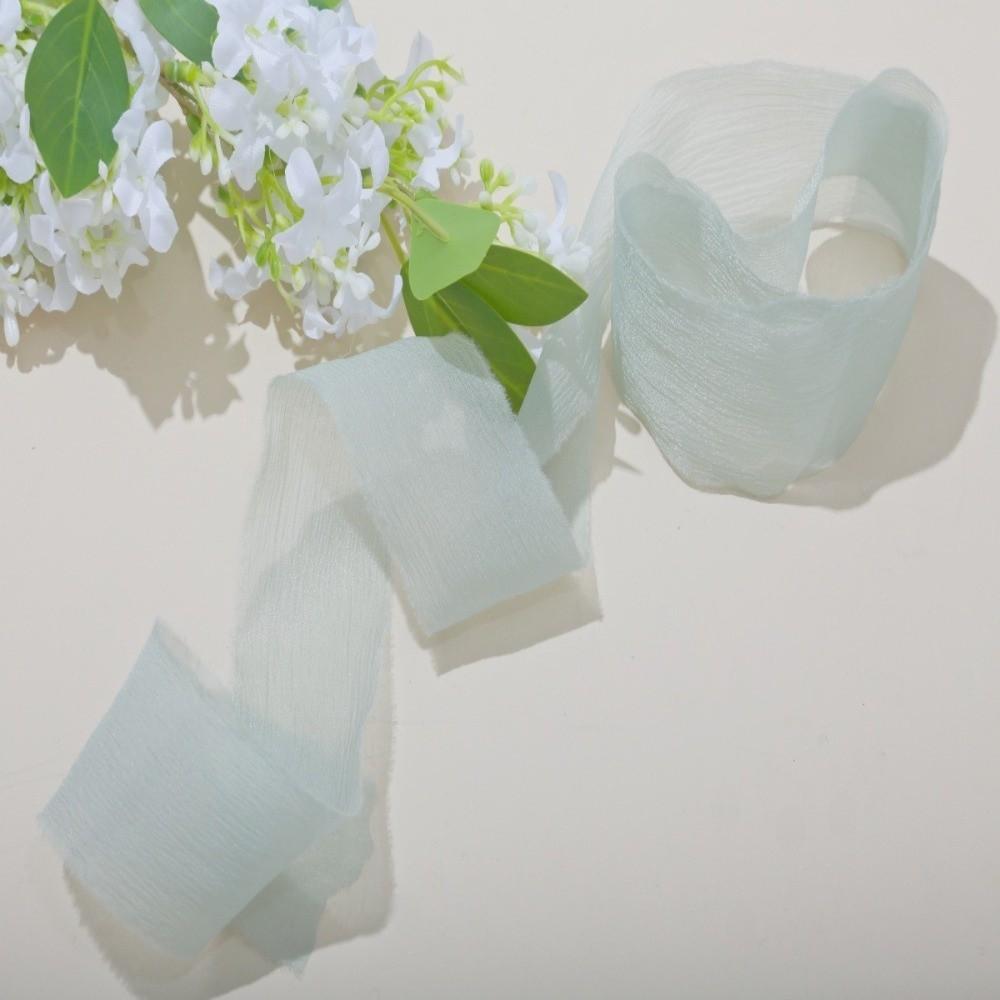 1.6In X 5 Yards 4cm Silk Chiffon Ribbons Bridal Bouquets Cake Packaging Ruffled Gauze Ribbon Handmade Bows DIY Handicrafts