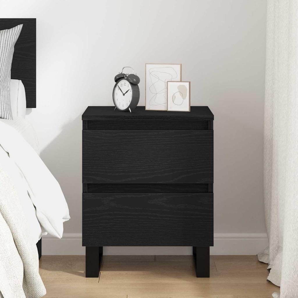 Nightstand Black Oak Look 40 x 35 x 50 cm Wood Based Panel