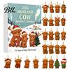 Festliche Partyartikel Hochlandkuh Weihnachtskalender mit 24 Acryl-Anhängern, Countdown-Geschenk für Box Weihnachtsbaum-Hängedekoration Und