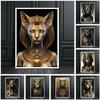 Antike Ägyptische Bastet Poster Drucke Für Wohnzimmer Heimdekoration Ägyptische Mythologie Ubaste Katzen Göttin Leinwandbild Wandkunst
