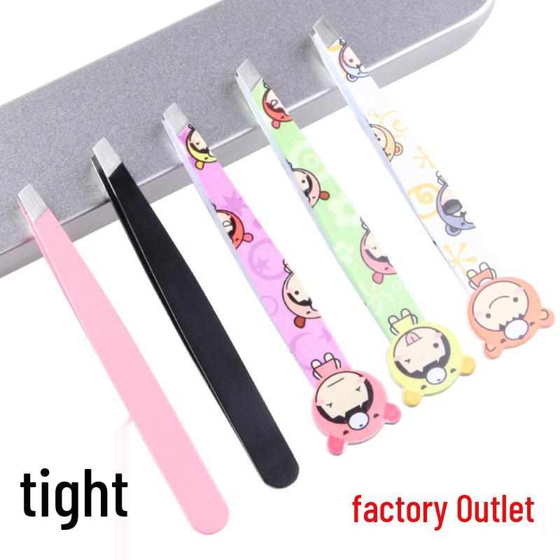 

Slant Tip Stainless Steel Eyebrow Tweezers for Shaping and Plucking Pink розовый