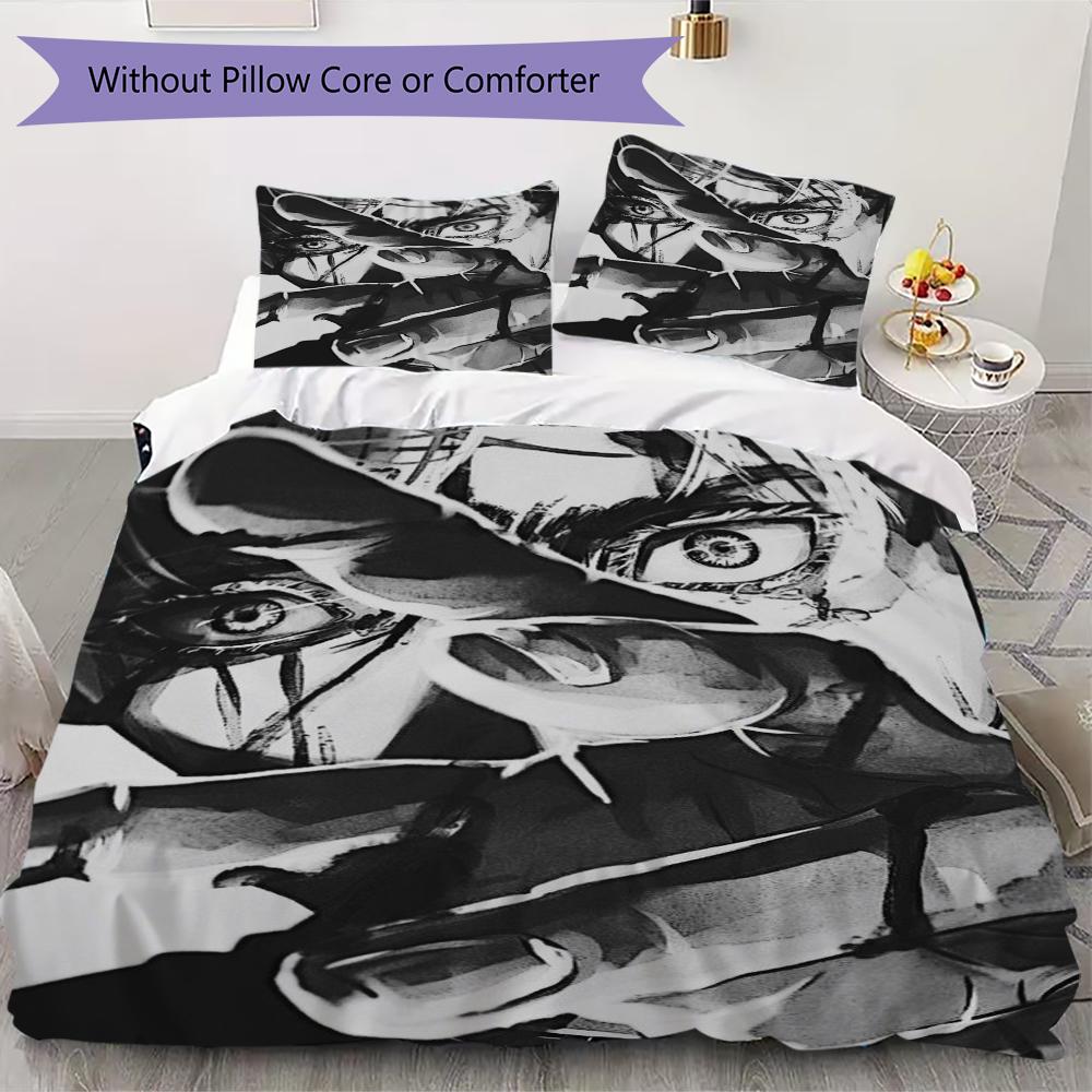 Jujutsu Kaisen Pattern Bedding uilt Set uilt Cover Pillowcase Home Decoration Birthday Gift (1 * duvet cover + 2 * pillowcase without core)