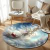 Artistic Round Moon Multicolor Area Rug, Non-Slip Floor Mat for Bedroom